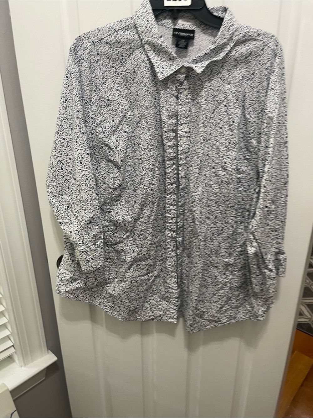 Liz Claiborne White Shirt with Navy Micro Floral Print